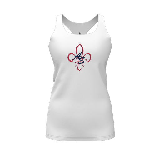 [FT0TRBWH-FYS-LOGO1] Decker Racerback Tank Top (Female Youth S, White, Logo 1)
