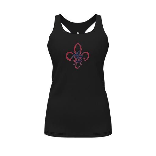 [CUS-DFW-RCBK-PER-BLK-FYS-LOGO1] Racerback Tank Top (Female Youth S, Black, Logo 1)