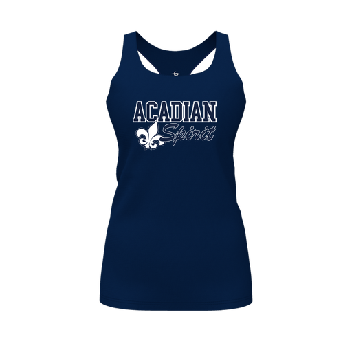 [CUS-DFW-RCBK-PER-NVY-FYS-LOGO2] Racerback Tank Top (Female Youth S, Navy, Logo 2)