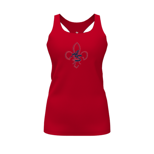 [CUS-DFW-RCBK-PER-RED-FYS-LOGO1] Racerback Tank Top (Female Youth S, Red, Logo 1)