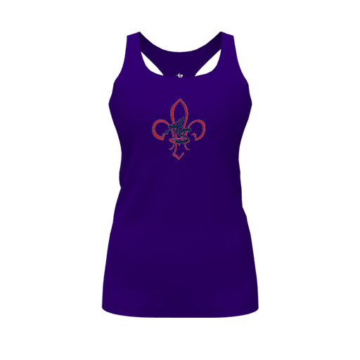 [FT0TRBPP-FYS-LOGO1] Decker Racerback Tank Top (Female Youth S, Purple, Logo 1)