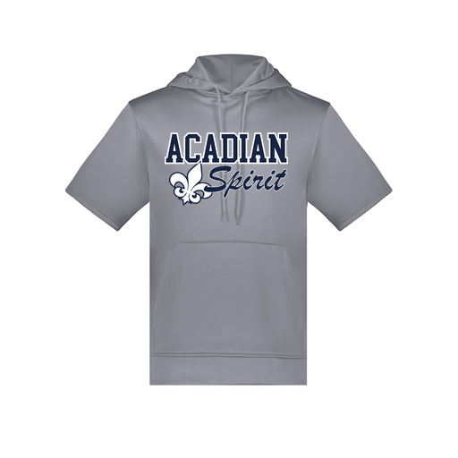 [6871.059.S-LOGO2] Men's Dri Fit Short Sleeve Hoodie (Adult S, Gray, Logo 2)