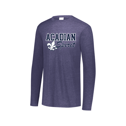 [FTLCUBNV-AXS-LOGO2] Decker Men's Tri-Blend T-Shirt - Long Sleeve (Adult XS, Navy, Logo 2)