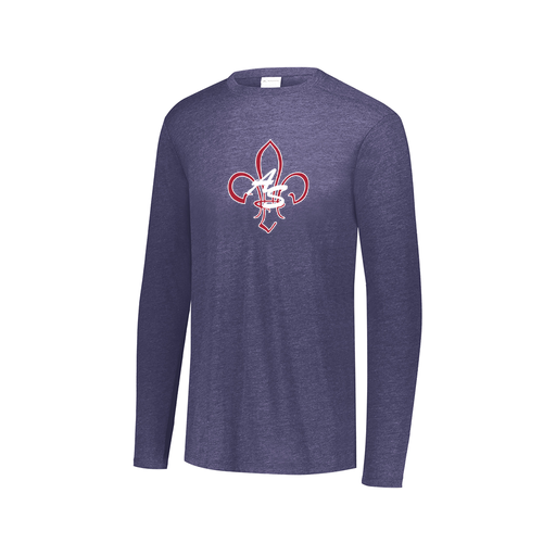 [FTLCUBNV-AXS-LOGO3] Decker Men's Tri-Blend T-Shirt - Long Sleeve (Adult XS, Navy, Logo 3)