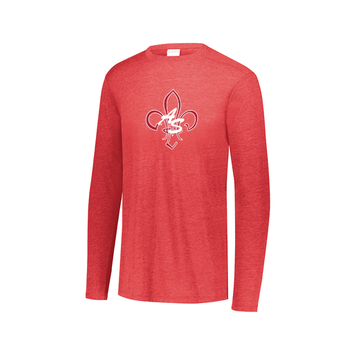 [FTLCUBRD-AXS-LOGO3] Decker Men's Tri-Blend T-Shirt - Long Sleeve (Adult XS, Red, Logo 3)
