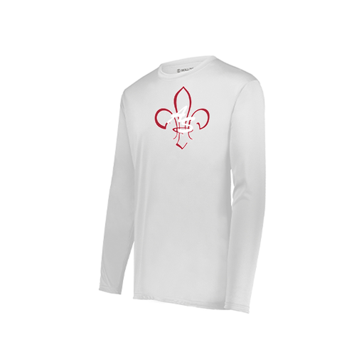 [222823.005.S-LOGO3] Youth LS Smooth Sport Shirt (Youth S, White, Logo 3)