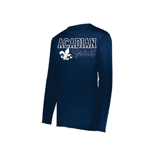 [222823.065.S-LOGO2] Youth LS Smooth Sport Shirt (Youth S, Navy, Logo 2)