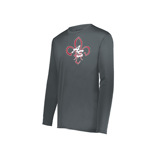 [222823.059.S-LOGO3] Youth LS Smooth Sport Shirt (Youth S, Gray, Logo 3)