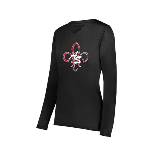 [222824.080.S-LOGO3] Ladies LS Smooth Sport Shirt (Female Adult S, Black, Logo 3)