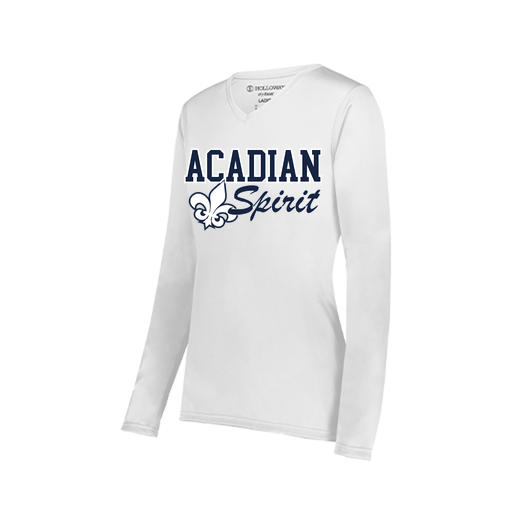 [222824.005.S-LOGO2] Ladies LS Smooth Sport Shirt (Female Adult S, White, Logo 2)