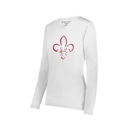 [222824.005.S-LOGO3] Ladies LS Smooth Sport Shirt (Female Adult S, White, Logo 3)