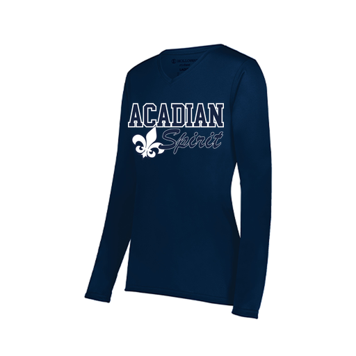 [222824.065.S-LOGO2] Ladies LS Smooth Sport Shirt (Female Adult S, Navy, Logo 2)