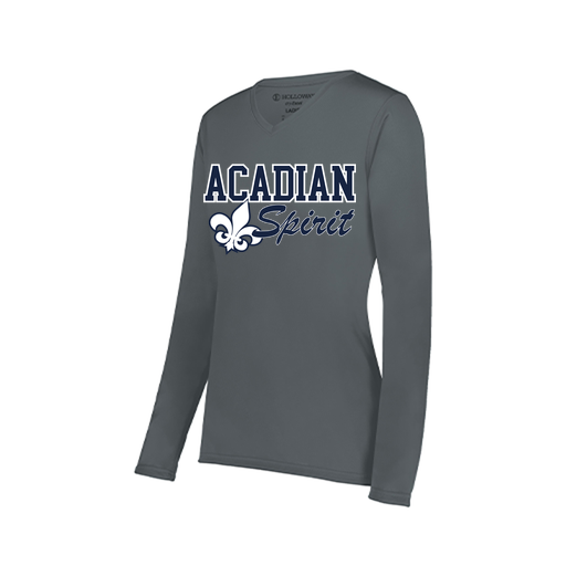 [222824.059.S-LOGO2] Ladies LS Smooth Sport Shirt (Female Adult S, Gray, Logo 2)