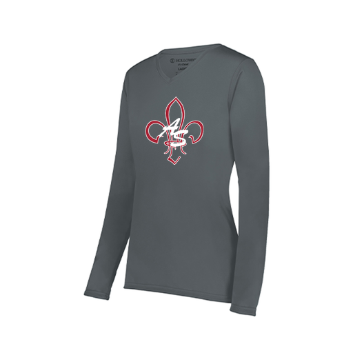 [222824.059.S-LOGO3] Ladies LS Smooth Sport Shirt (Female Adult S, Gray, Logo 3)