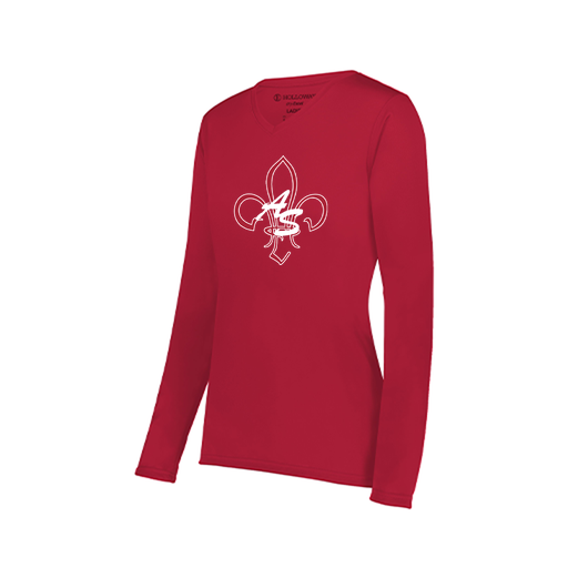 [222824.083.S-LOGO3] Ladies LS Smooth Sport Shirt (Female Adult S, Red, Logo 3)