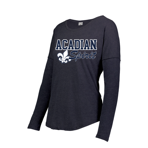 [3077.72N.S-LOGO2] Ladies LS Ultra-blend T-Shirt (Female Adult S, Navy, Logo 2)