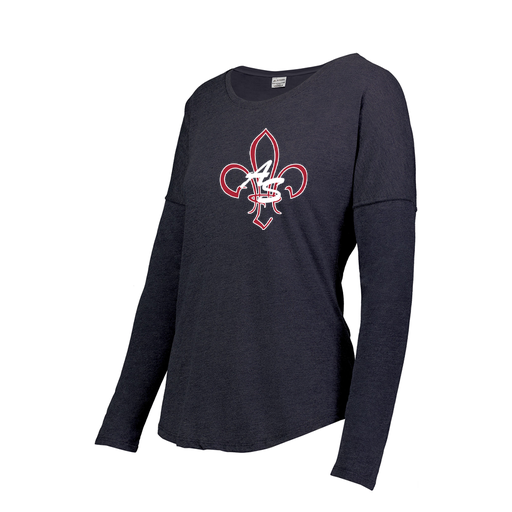 [3077.72N.S-LOGO3] Ladies LS Ultra-blend T-Shirt (Female Adult S, Navy, Logo 3)