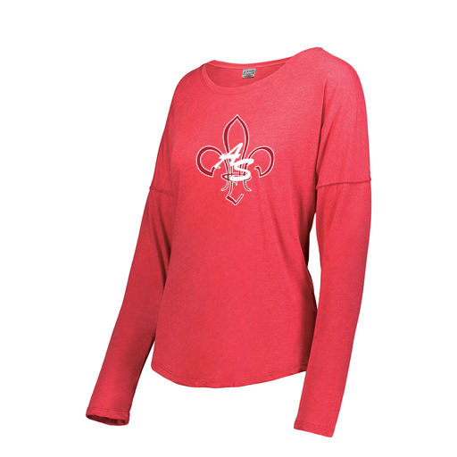 [FTLCUBRD-FAS-LOGO3] Decker Women's Tri-Blend T-Shirt - Long Sleeve (Female Adult S, Red, Logo 3)